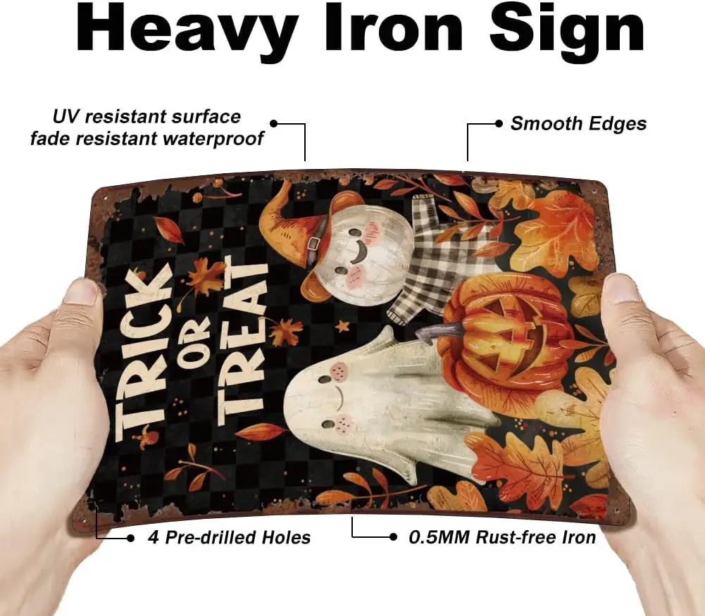 SUPNT Vntge Metl Tn Sgn Trck или Tret Hlloween Передняя дверь Добро пожаловать Decorton Frmhouse Decor Retro