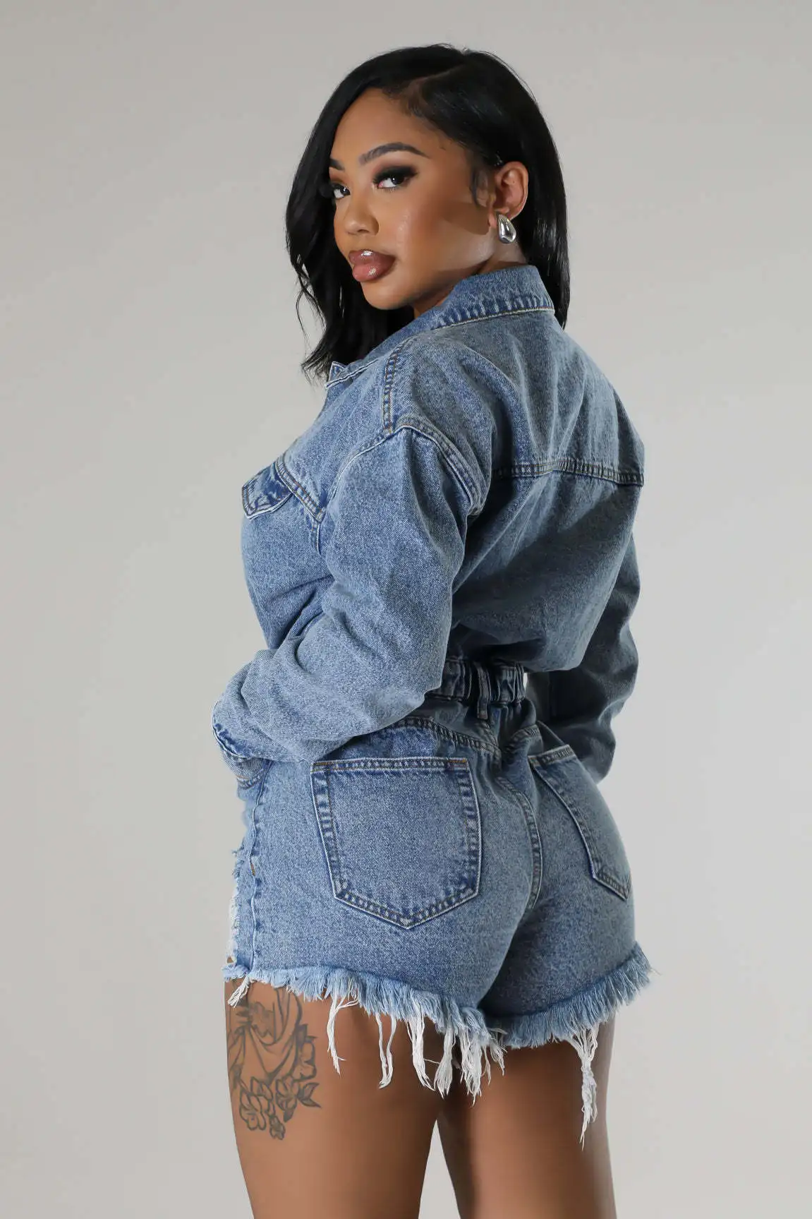 Женские комбинезоны Осенний пикантный свободный эластичный джинсовый