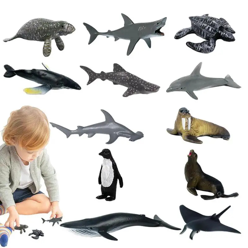 

Мини морские существа 12 шт. мини морские существа статуи декоративные образовательные морские животные многофункциональные игрушки для детей