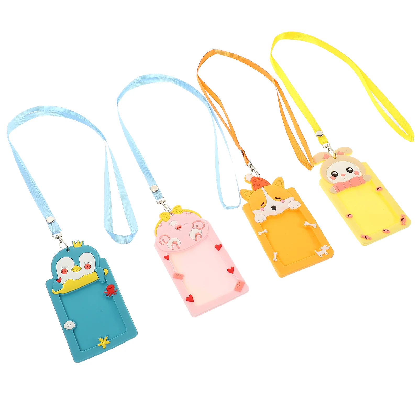 

4Pcs Lovely Credit Protective Card Sleeve Bus Cards Holder Credit Cartoon Cartoon Cards Anti-scratch Card with Lanyard