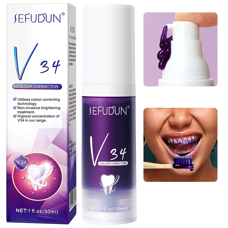 

V34 30ml Tooth Whitening Toothpaste Tooth Whitening Mousse Fresh Breath Orthodontic Products Oral Cleaning Whitening Toothpaste