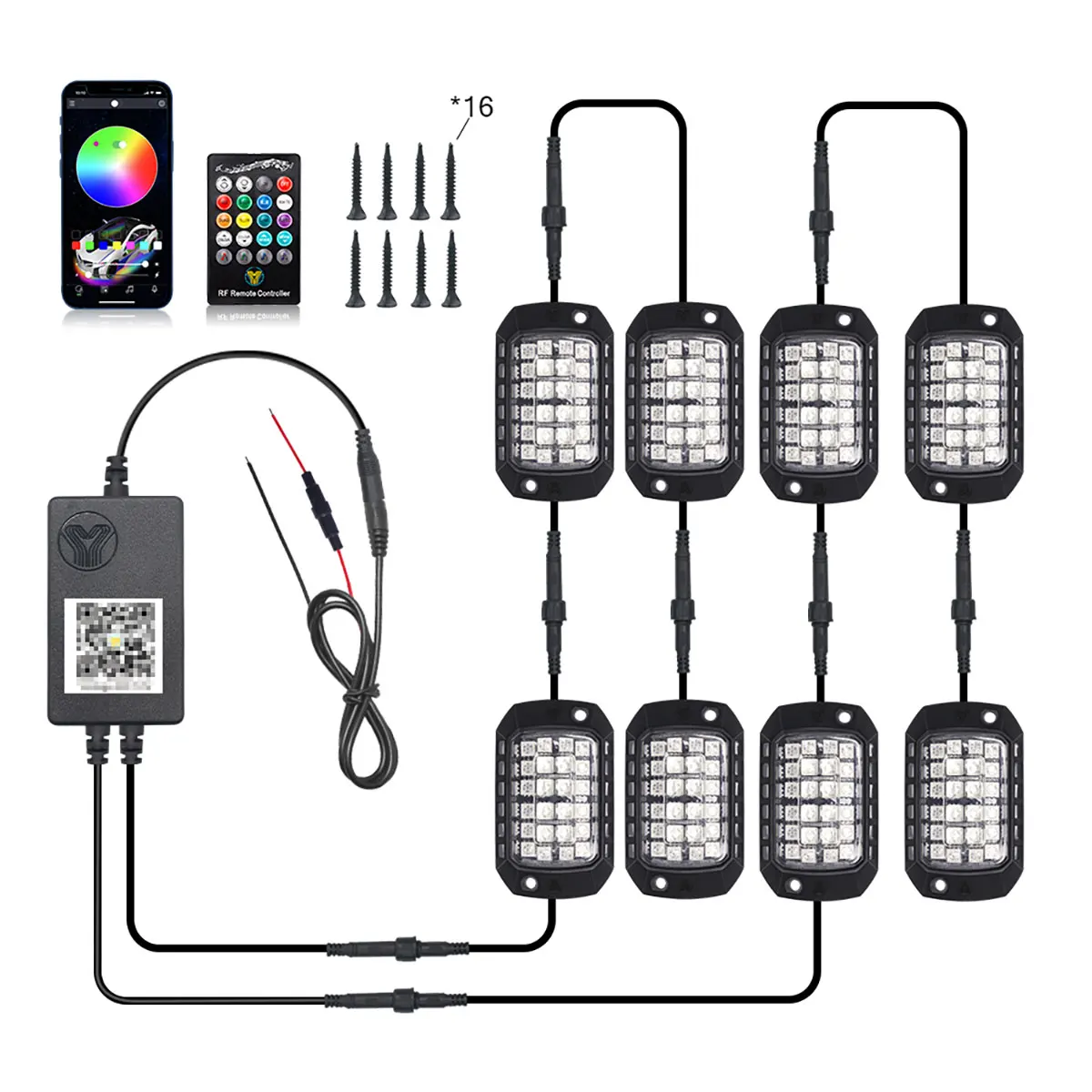 

RGB 4/8/12 LED Подсветка Днища Автомобиля 3D-эффект Для Внедорожников
