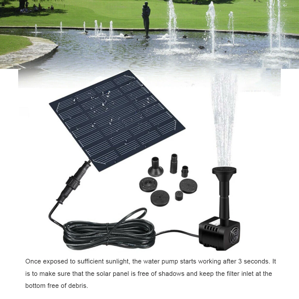 

Solar Powered Water Fountain Fast Water Sprinkler Sprayer 3 Spray Heads for Aquarium Fish Tank Garden Decoration