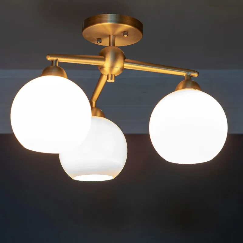 

Milk Glass 3-Light Semi Flush Mount Ceiling Light light lights