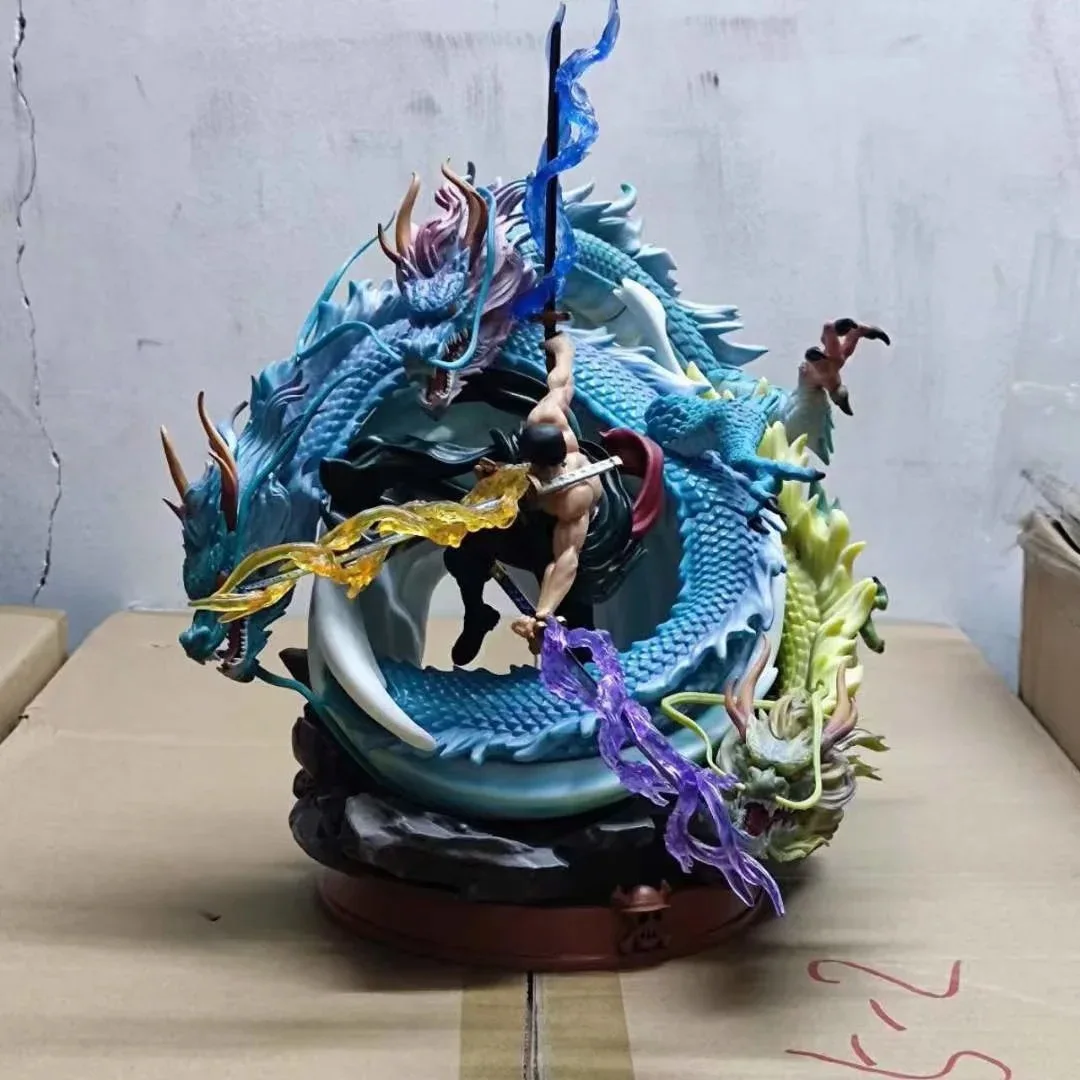 

Anime One Piece Roronoa Zoro GK Tornado Three Dragons Double Head PVC Action Figure Collectible Model Doll Toy 35cm