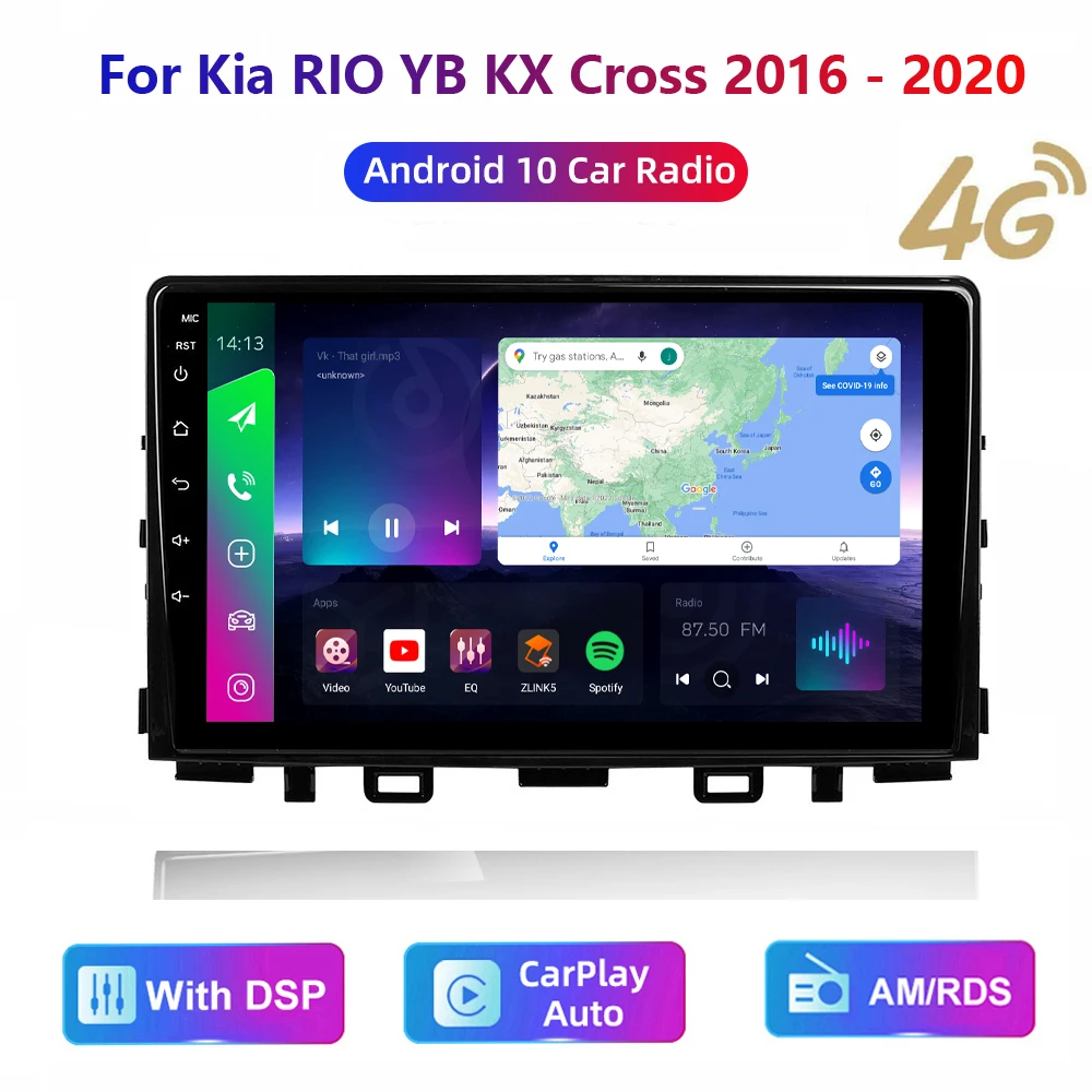 

HD multimedia Car stereo Radio Android Video Navigation GPS Carplay 4G AM/RDS/DSP For Kia RIO YB KX Cross 2016 - 2020