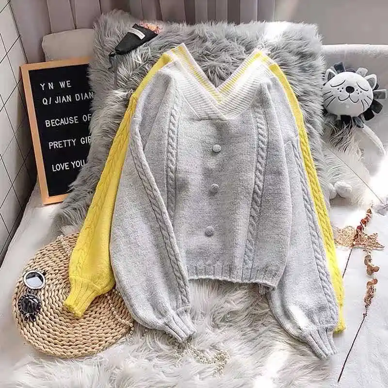 

Fashion 2020 new Shoulder Sweater Women Pullover Sweater Warm Winter Knitted Black