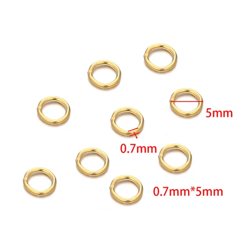 100 шт., кольца из нержавеющей стали с золотым покрытием