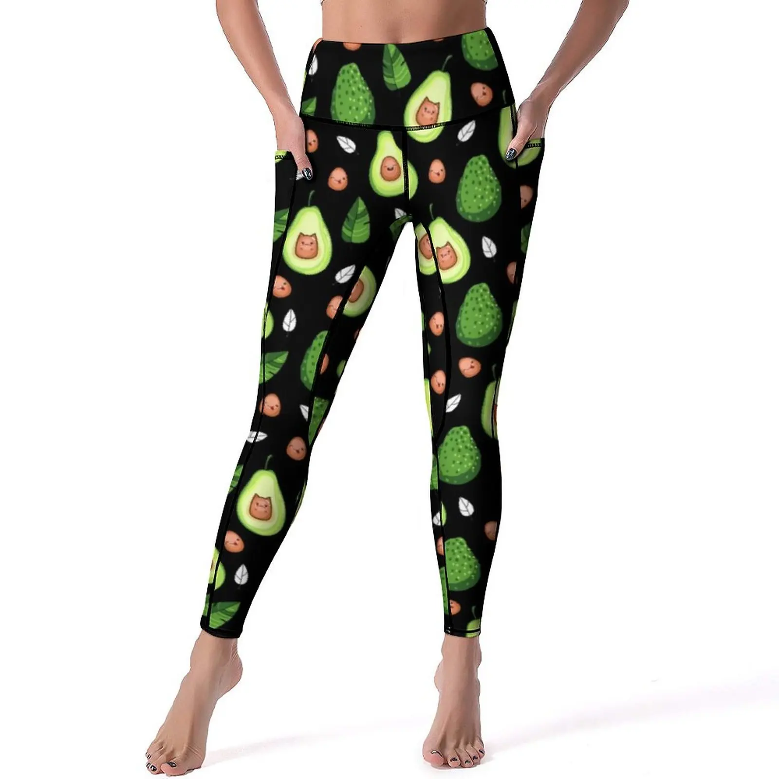 

Кавайные леггинсы с авокадо, зеленые штаны для тренировок и йоги с принтом фруктов, Женские Дышащие Леггинсы пуш-ап, сексуальные эластичные спортивные трико с графическим рисунком