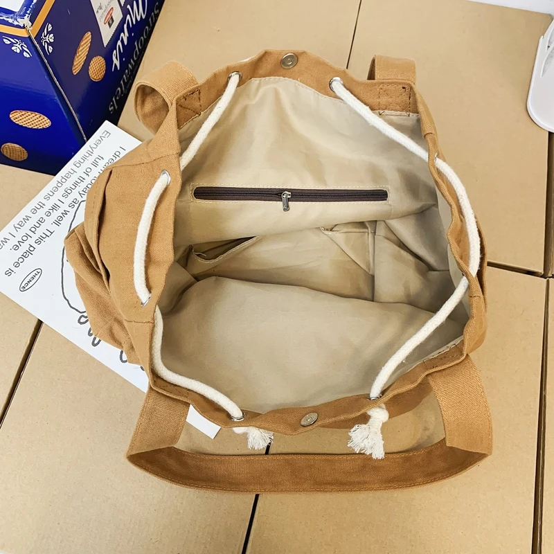 Canvas Shoulder Bags for Women 100% Cotton Big Packages Solid Large Capacity Leisure Or Travel Bags Soft Black Female Totes