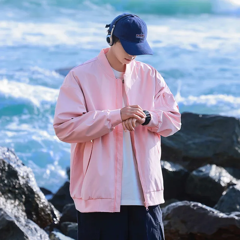 2024 новинка весны и осени модная мужская куртка-бомбер свободная винтажная