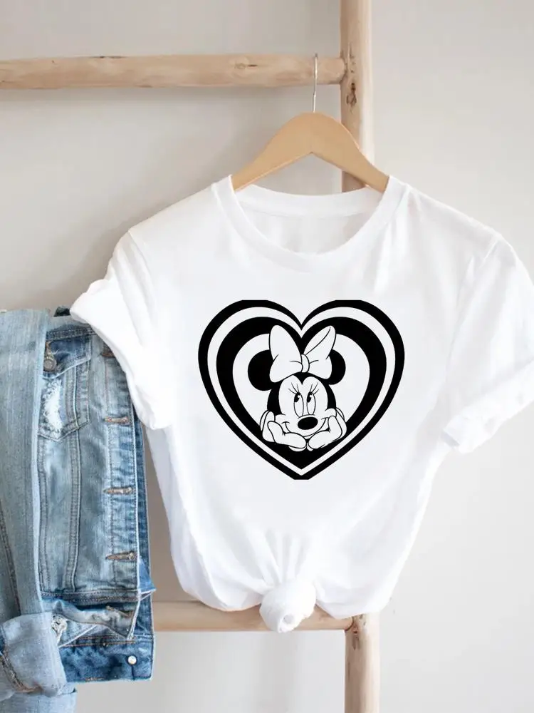 

Disney Top Printed Fashion Clothing 90s Sweet Style Women Female Tee Mickey Mouse Lady Cartoon Clothes Casual Graphic T-shirts