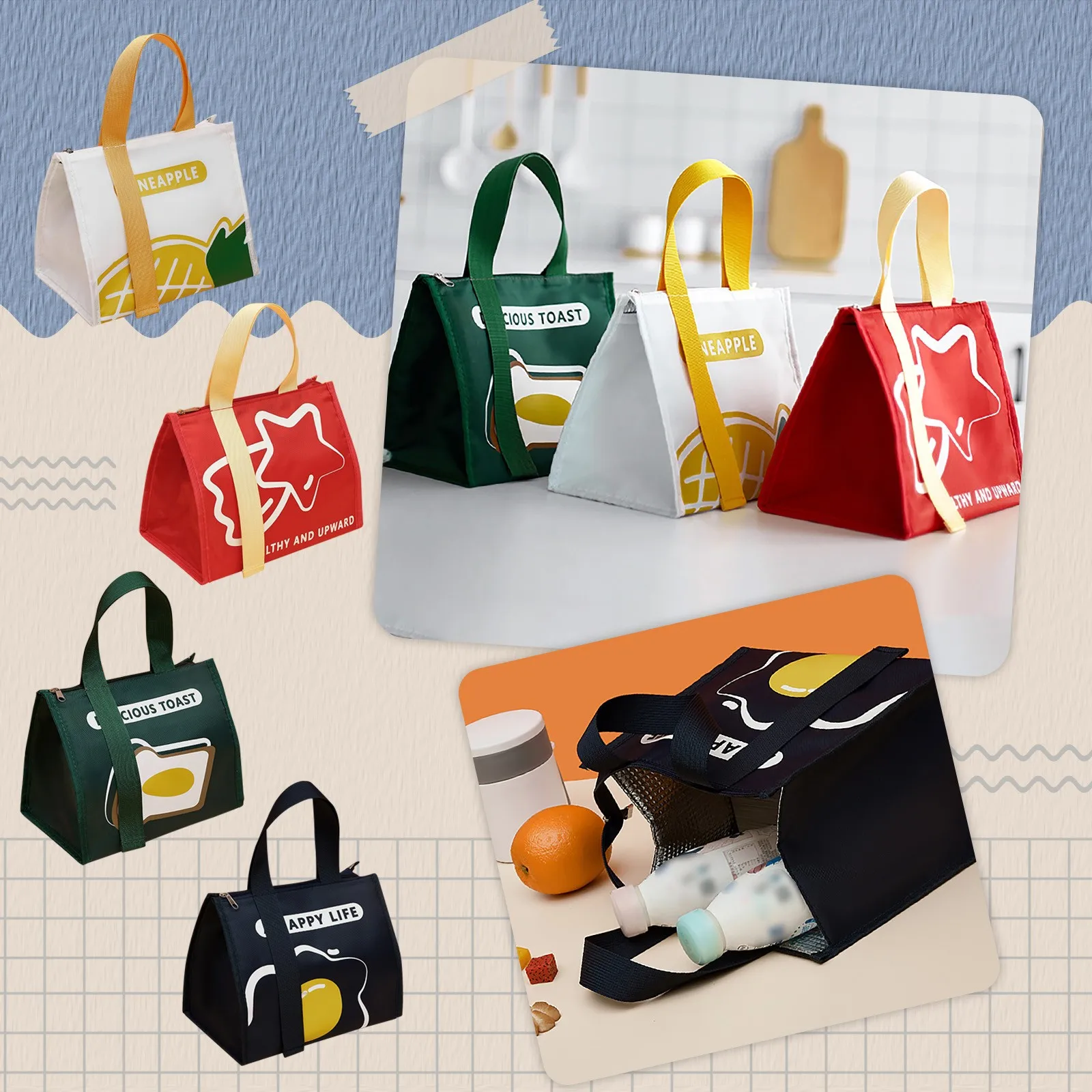 

Cartoon Cooler Lunch Bag For Picnic Kids Women Travel Thermal Breakfast Organizer Insulated Waterproof Storage Bag Lunch Box