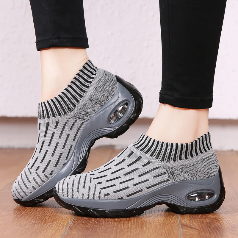 

Women Tennis Shoes Ladies Wedge Platform Sneakers Comfortable Breathe Mesh Trainers Slip On Sock Footwear Walking Shoes Wedges