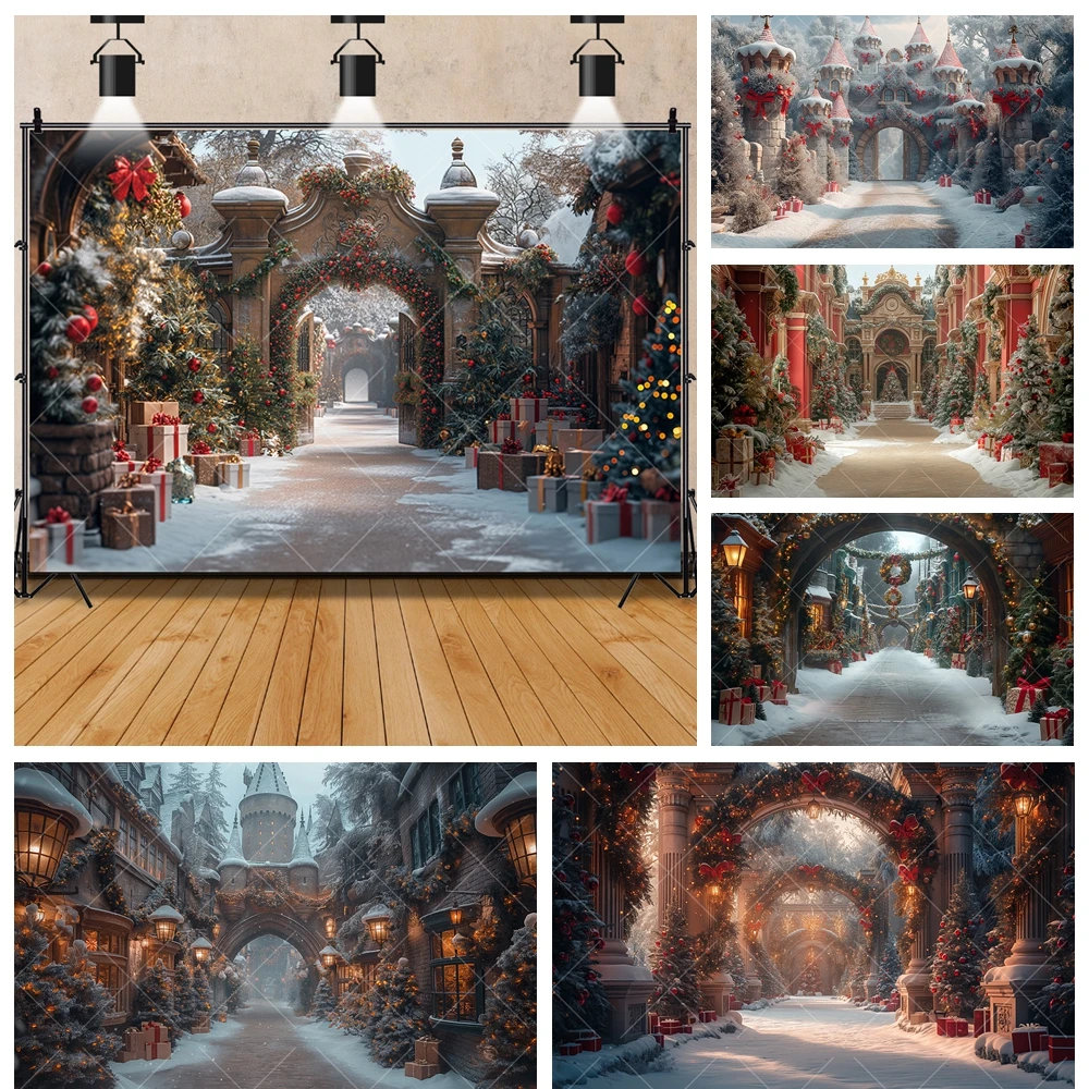 Фотофон для детей с изображением дворца и дерева