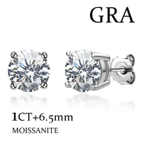 moissanite stud earrings top quality 925 sterling silver d color vvs 100 gra certified wedding jewelry for women
