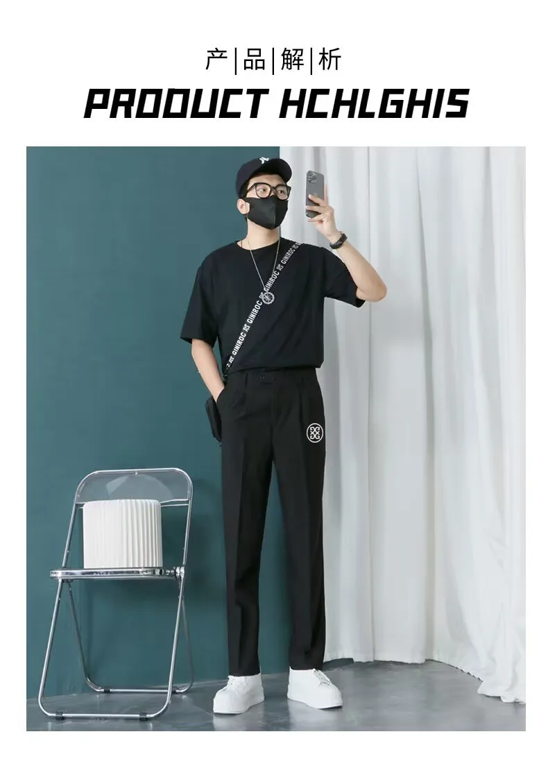 Casual Suit Pants 2023 Men's Summer Thin Straight Trousers Men's Golf Loose Long Trousers