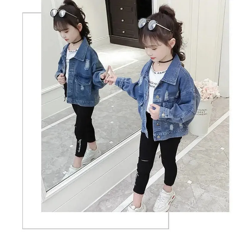 

Spring And Autumn Girls' Denim Jacket New Korean Version Of The Big Boy Western Style loose Casual Girls Jacket Top 3-13 Years
