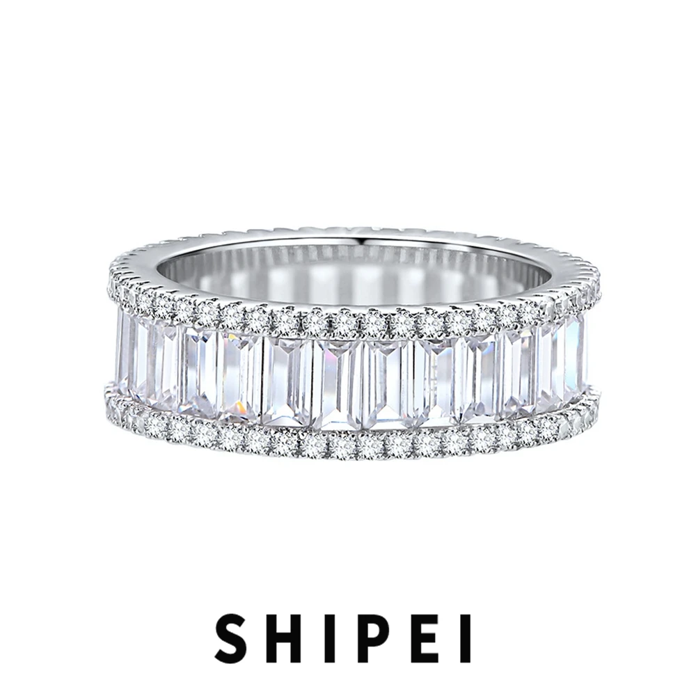 

Серебряные драгоценные камни SHIPEI, серебро 925 пробы, изумрудная огранка, Белый сапфир, унисекс