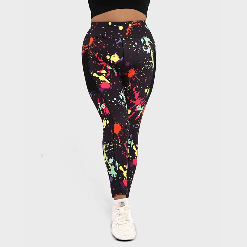 LUOYIYANG Graffiti Plus Size Women's Leggings Push Up Sports Pocket Yoga Pants Gym Fitness Workout Women Clothing 2023 L-3XL