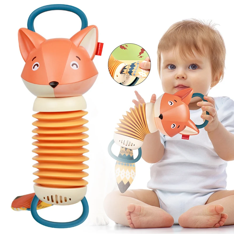 

Cartoon Fox Accordion Musical Instrument Toys Baby Music Toy Baby Instrument Educational Kids Gift Stroller Pendant Soother Toy