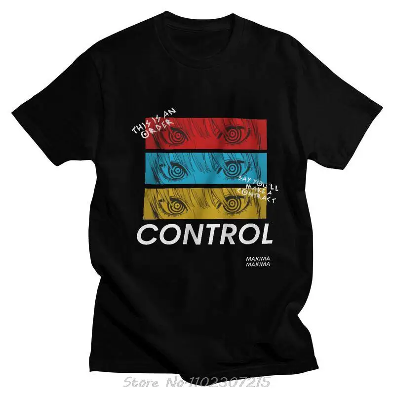 

Chainsaw Man T Shirt for Men Pure Cotton Tshirt Fashion Tee Tops Short Sleeves Anime Manga Makima Denji T-shirt Streetwear