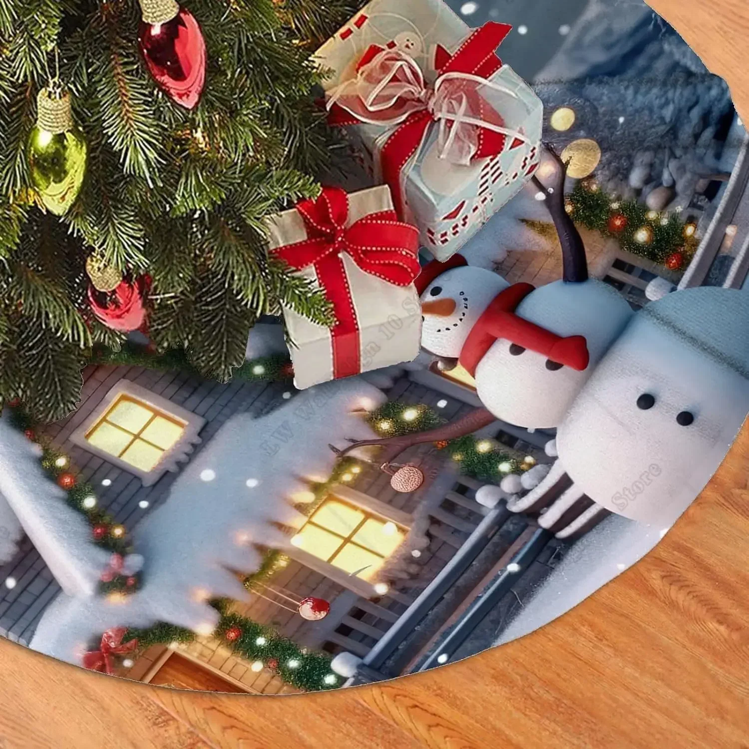 Снежные сцены Рождественский домик снеговик юбка на рождественскую елку шар