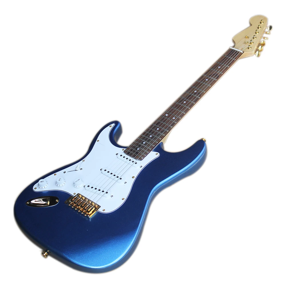 

Factory Outlet- 6 Strings Left Handed Metallic Blue Electric Guitar with Gold Hardware,Rosewood Fingerboard