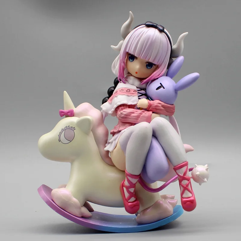 

14cm Anime Kobayashi's Dragon Maid Shook The Wooden Horse Kanna Kamui Japanese Anime Girl Pvc Action Figure Toy Statue Gk Model
