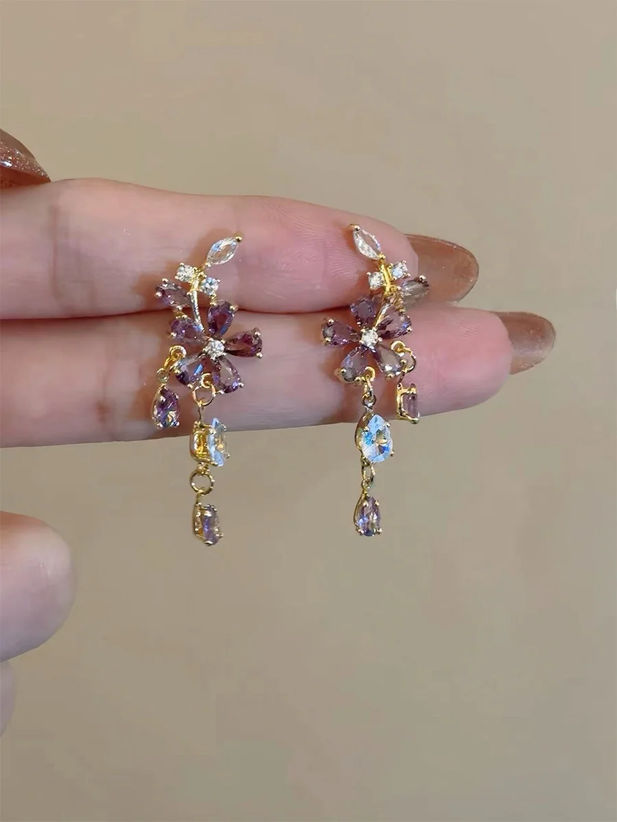 Purple Flower · with Ear Clip a Funny Story Immortal Retro Stud Earrings Fimbrilla Mosquito Coil