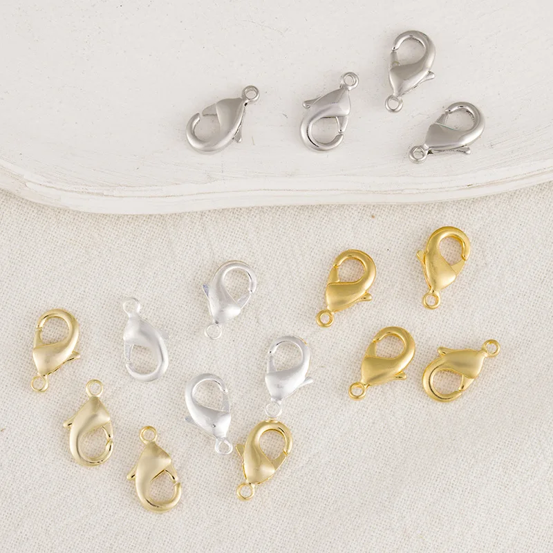 Gold and Silver Color Lobster Claw Clasps For Diy Necklace Bracelet Making Jewelry Connector Findings Brass Hooks Fasteners