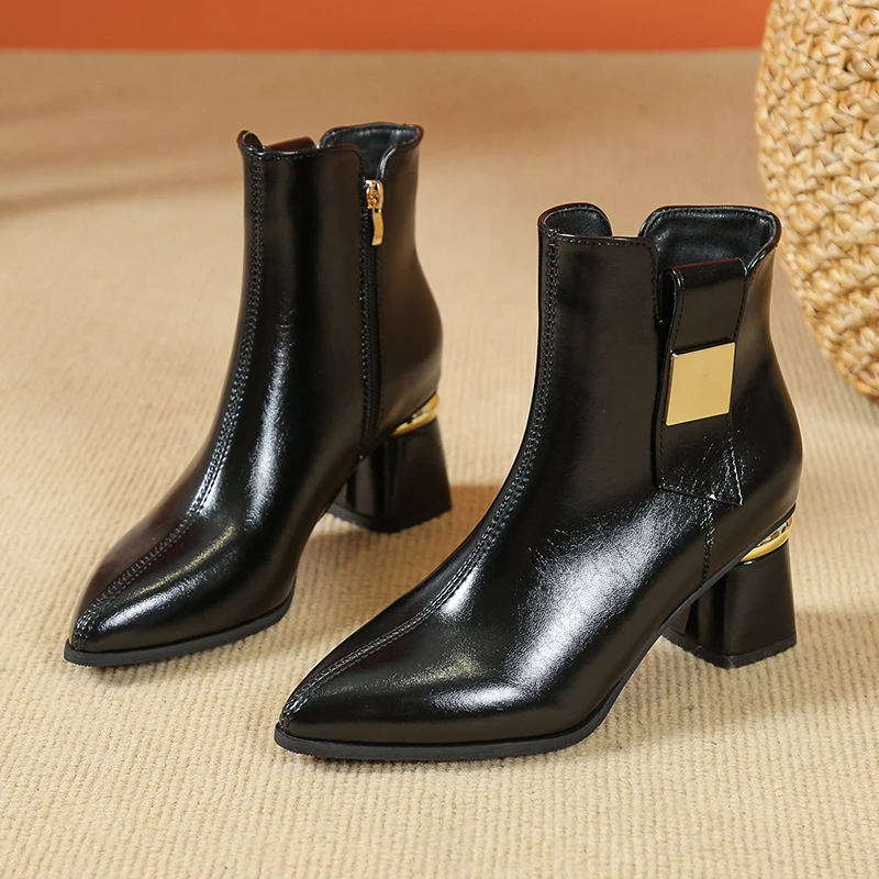 Женские ботинки на высоком каблуке зимние Нескользящие водонепроницаемые из ПУ