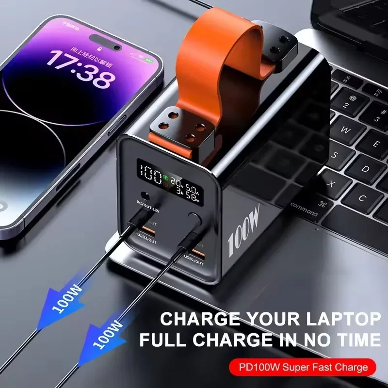 Фото Мощный портативный блок питания мощностью 100 Вт с USB типа C и большой емкостью 60000 мАч для электростанции Портативный банк аварийной ситуации №3