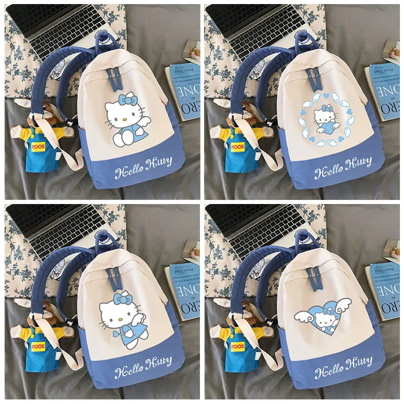 

Sanrios Hellokittys мультфильм Kawaii большая емкость путешествия портативный рюкзак для хранения аниме колледж Стиль студенческий школьный портфель подарок