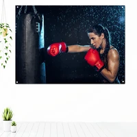 female boxer wallpaper muay thai kickboxing fight training poster wall art wall hanging inspirational tapestry banner flag