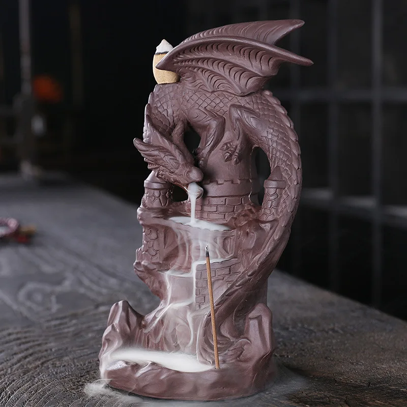 

Dragon Ceramic Waterfall Incense Holder,Cool Dragon Decor,Backflow Incense Burner,Incense Fountain Home Room Decor,Awesome Gift