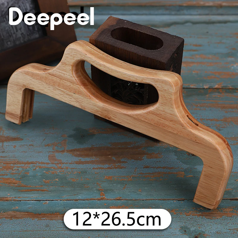 1Pc 23-28cm New Solid Wood Bags Handle DIY Handmade Screw Kiss Clasp Wooden Handls Purse Frame Handbag Sewing Brackets Accessory