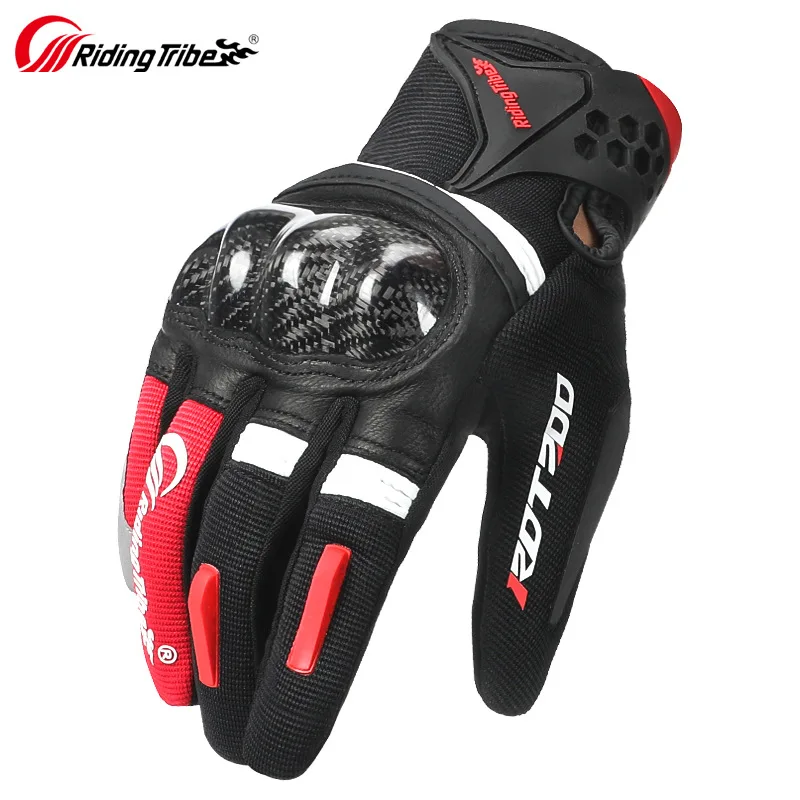 

Leather Motorcycle Gloves Riding Gloves Guantes Luvas Gant Guanti Handschoenen Carbon Fiber Touch Control Breathable Shockproof