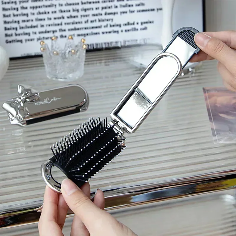 Серебряный лук Складная Расческа с воздушной подушкой зеркалом женская