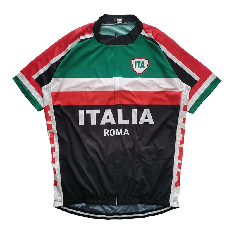 

Italy Pullover Shirt Short Sleeve Cycling Jersey Black Jacket Road Sport Clothes MTB Shirt Bike Mo Wear Top Bicycling Jacket Bib