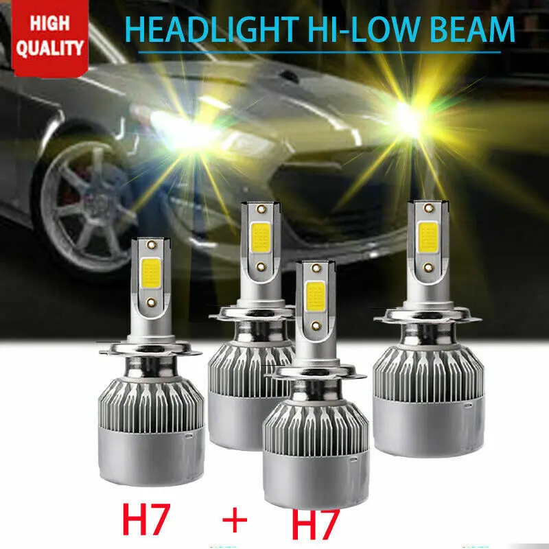 

4x H7 LED Headlight Kit 3000K High Low Beam For Hyundai Genesis Coupe 2013-2015