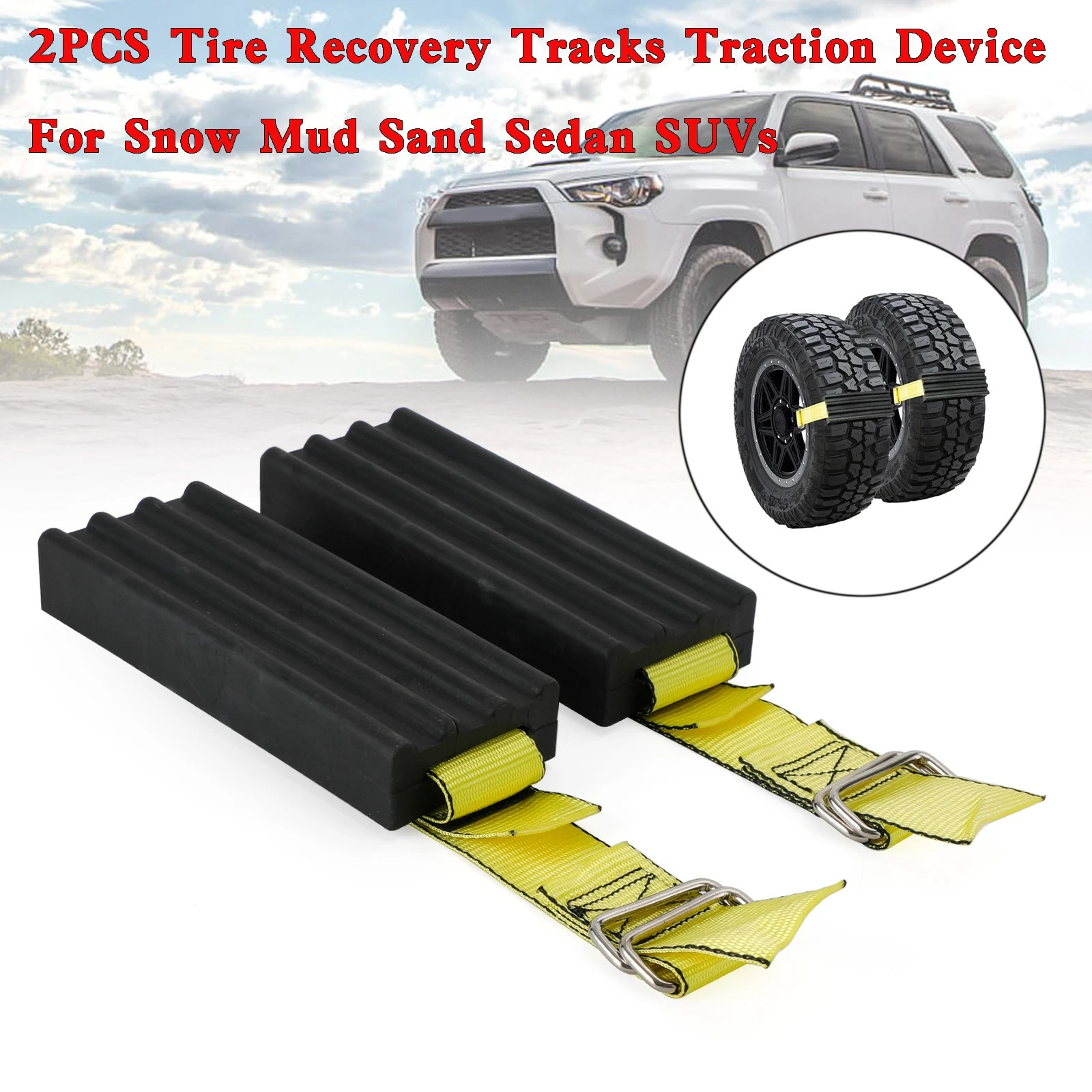 

Artudatech 2PCS Tire Recovery Tracks Traction Chain For Snow Mud Sand Sedan SUVs Car Accessories