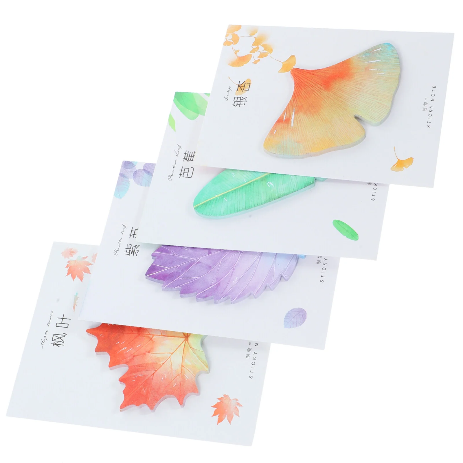 

4 Pcs Office Notepad Banana Sticky Memo Notes Cute Supplies Fresh Removable Pads Scrapbooking Paper Leaves