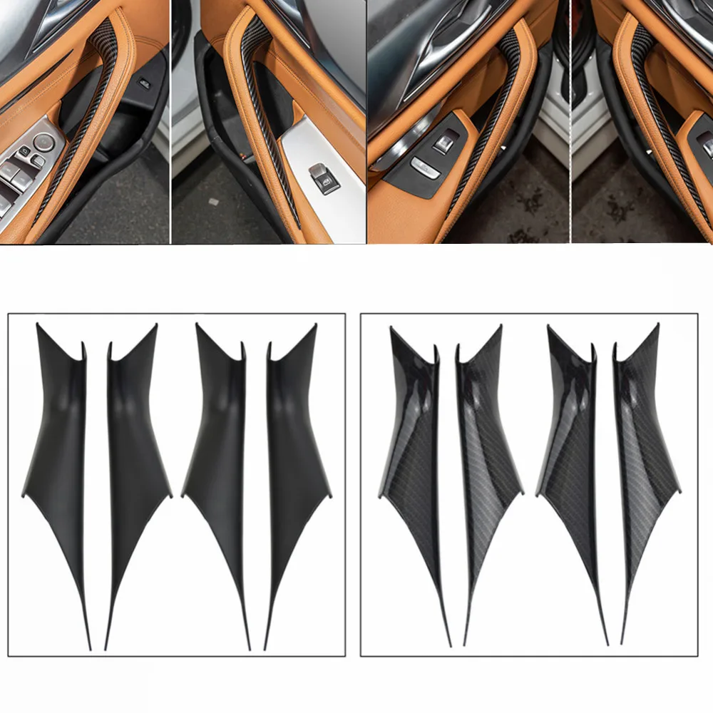 

New Armrest Protective Trim Auto Carbon Style Interior Door Panel Grab Handle Covers For BMW 5-Series G30 G38 2018 2019 2020