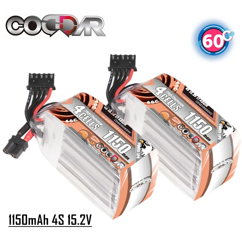 

CODDAR 4S 15.2V HV Lipo Battery 1150mAh 60C with XT60 XT30 Plug For RC FPV Helicopter Airplane Quadcopter UAV Drone Hobby 4PCS