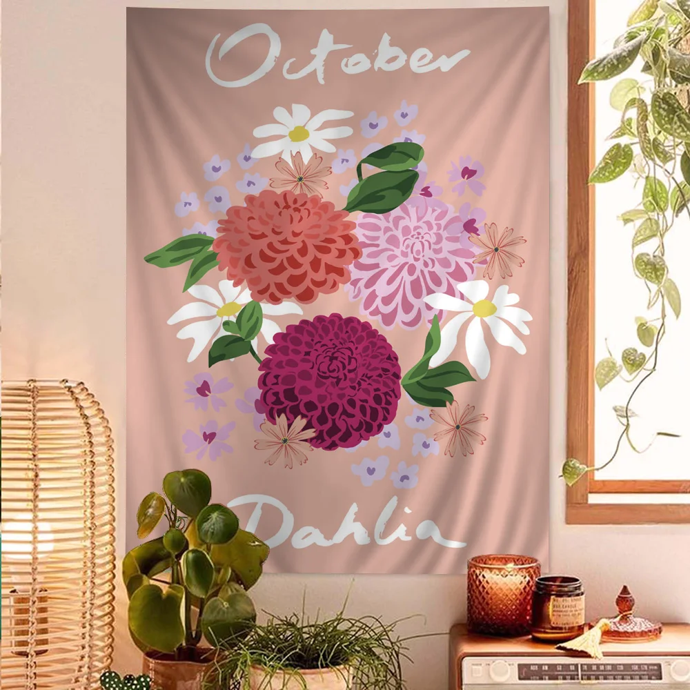 Красочный Гобелен Со Знаком Зодиака С Рождественскими Цветами И Далиями -