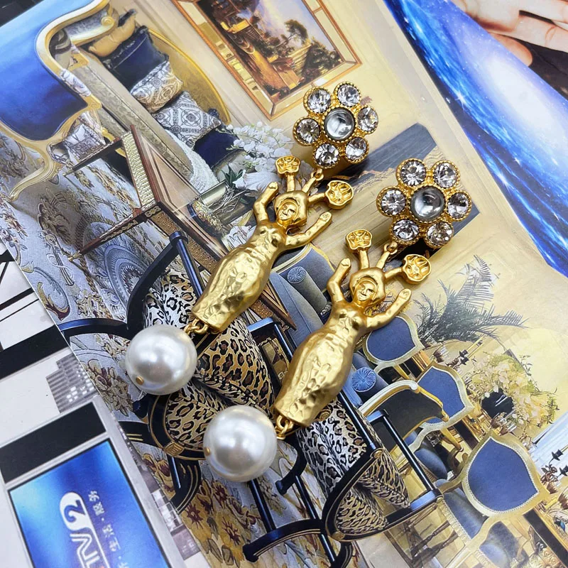 

Новые дизайнерские длинные серьги-гвоздики из сплава, абстрактные ювелирные изделия с кристаллами для женщин