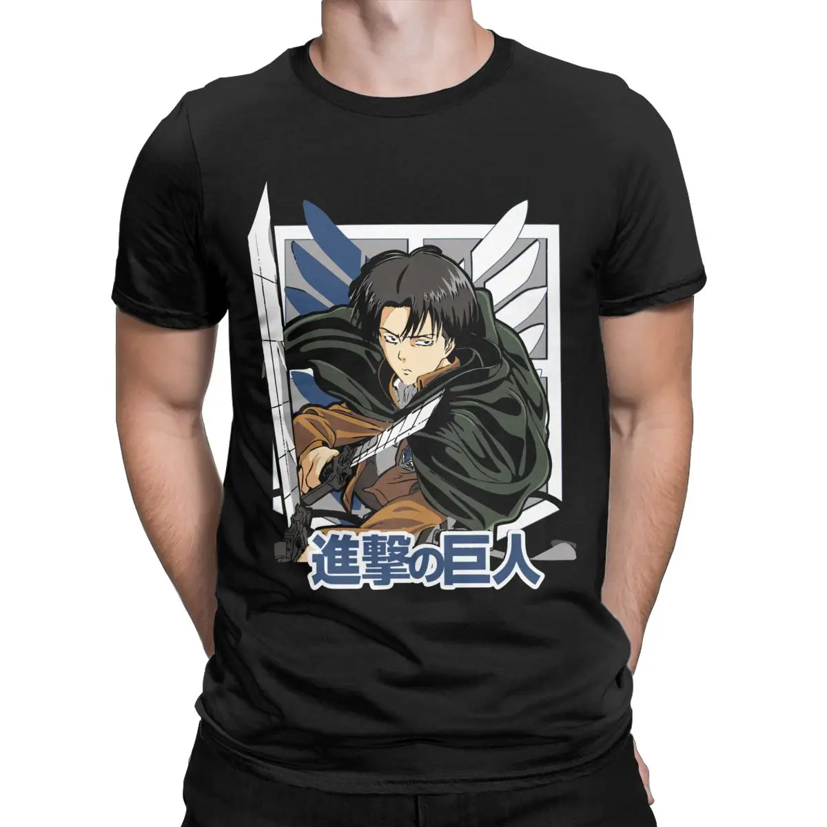 

Levi Ackerman Attack On Titan T Shirt Men's shirt Amazing Tees Short Sleeve Round Neck T-Shirts Cotton Classic Clothing