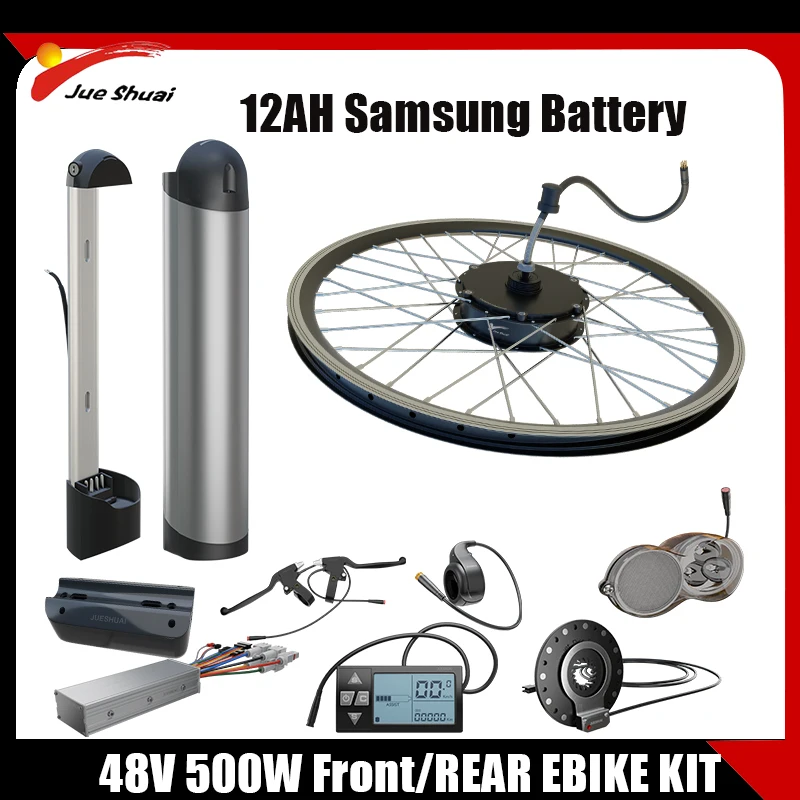 

Electric Bike Conversion Kit 36V5 00W Front Rear Wheel Brushless Hub Motor Brushless 20-29Inch e bike Kit 12 Ah Samsung Battery