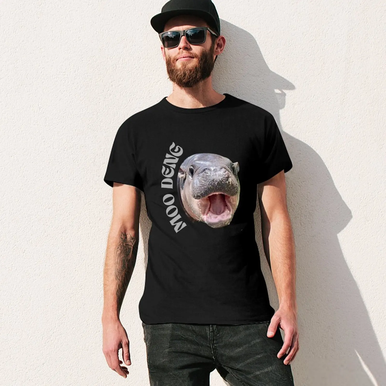 Фото Футболка Moodeng из эластичной ткани, комфортная футболка №3